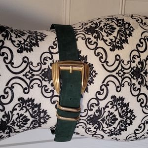 Express belt vintage 70's green suede gold tone buckle Size Medium